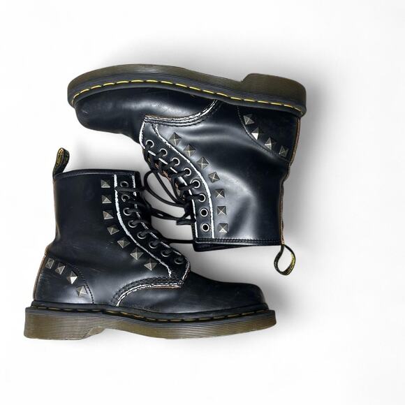 dr martens size 7 studded black mace 1460 combat boot - Picture 2 of 7